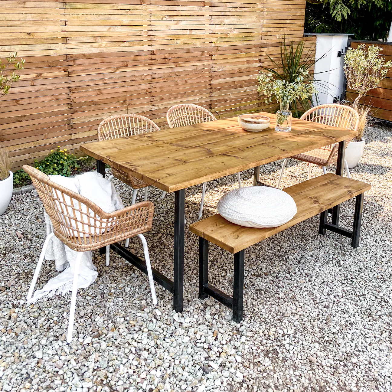 Garden table outdoor dining set picnic bench Patio Furniture Wooden Small Bistro Oak 6 seater and chairs Acacia