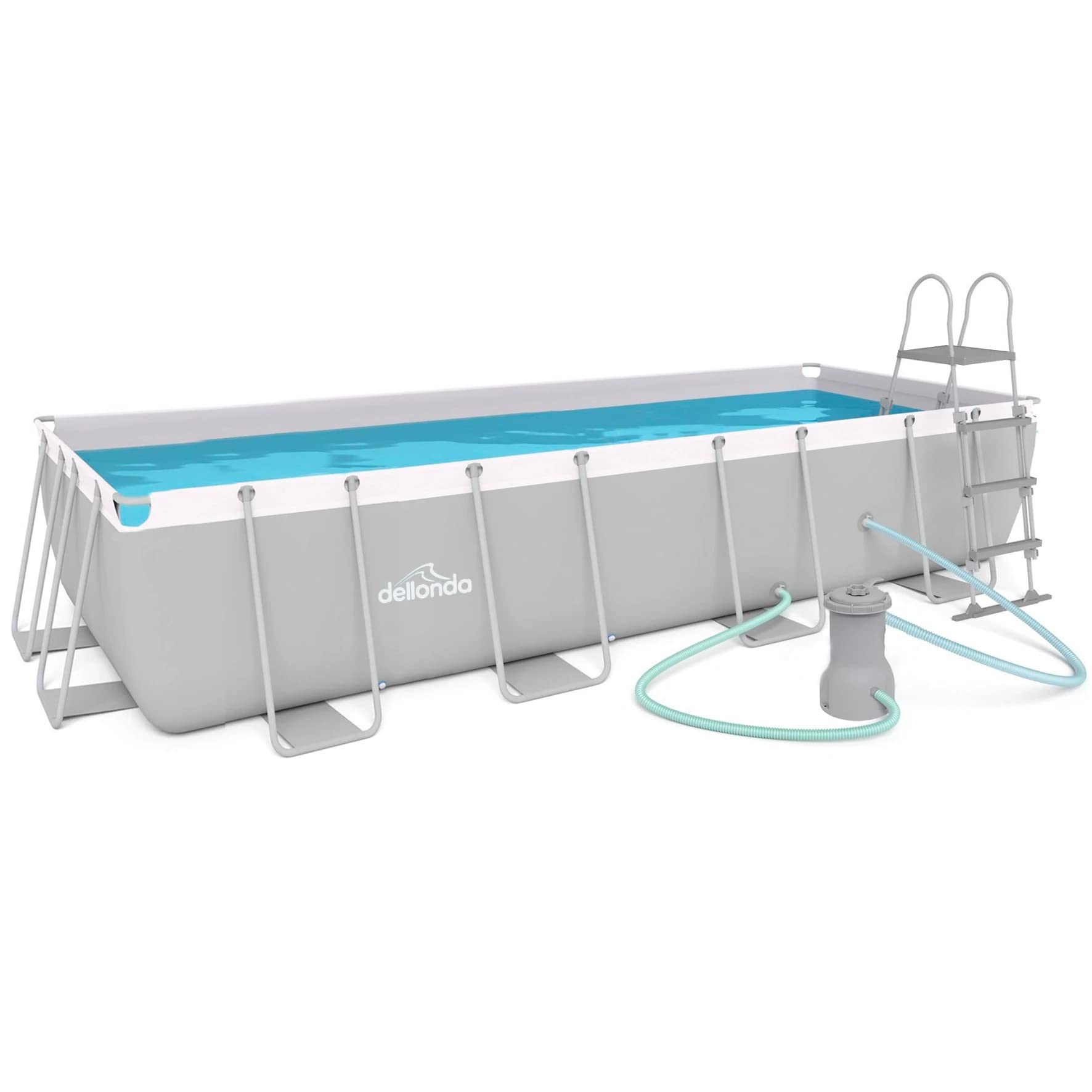 【Sports&Outdoors】【BS】18ft Deluxe Steel Frame Swimming Pool, Rectangular with Filter Pump