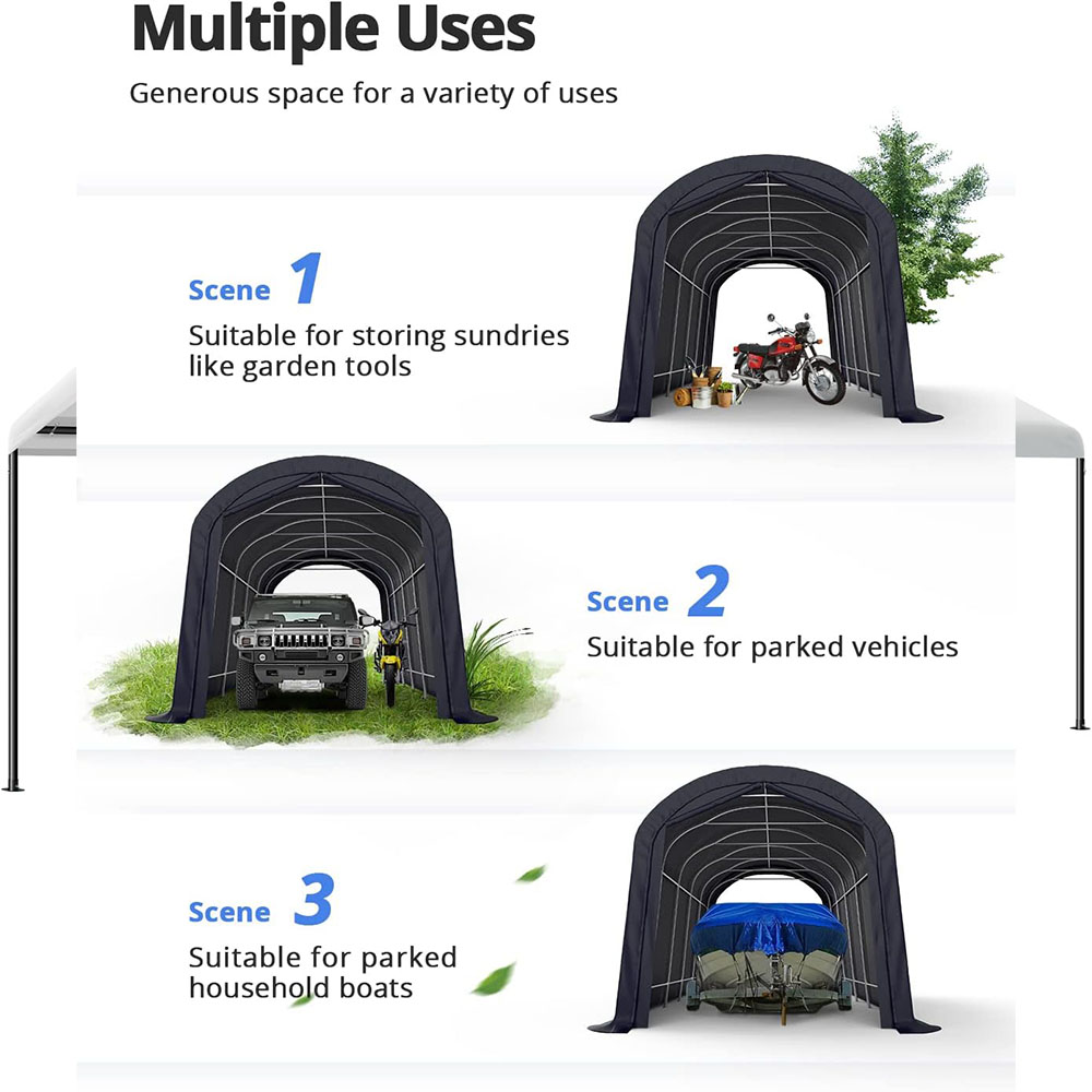 KING BIRD 12' x 20' Heavy Duty Round Style Carport for SUV