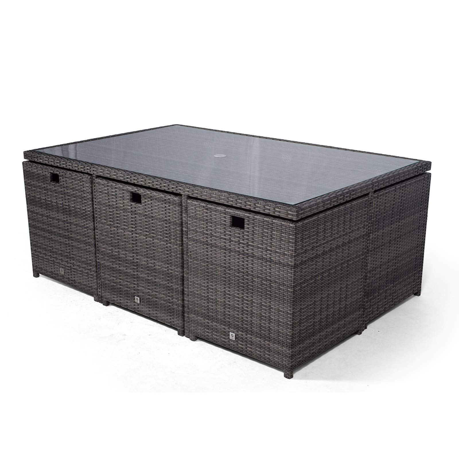 Cube Rattan Garden Furniture Set Chairs Sofa Stool Table Patio 6 Seater Set