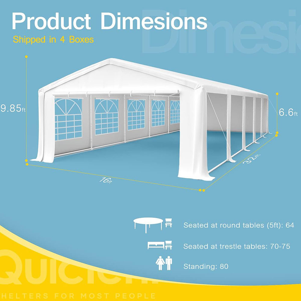 Quictent Party Tent Heavy Duty Outdoor Gazebo White Party Wedding Tent Canopy Shelter Carport