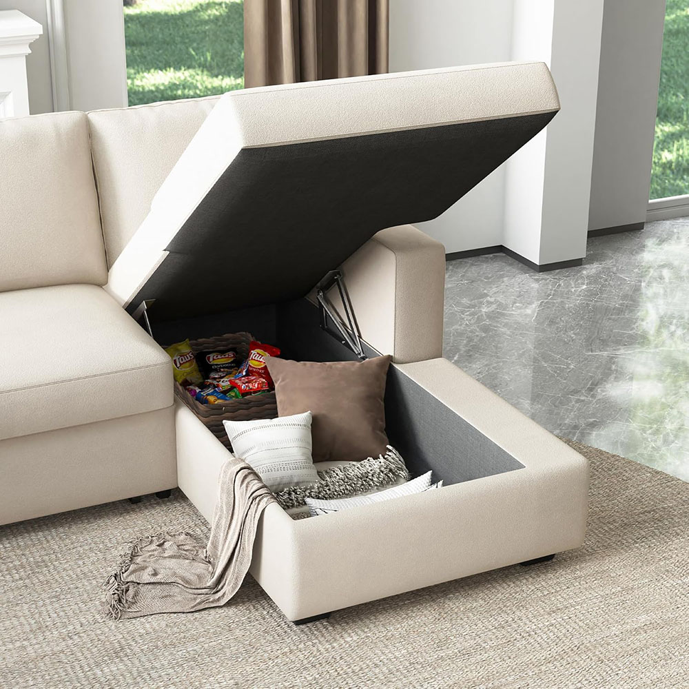 HONBAY Sleeper Sectional Sofa with Storage Chaise U Shaped Sectional Couch