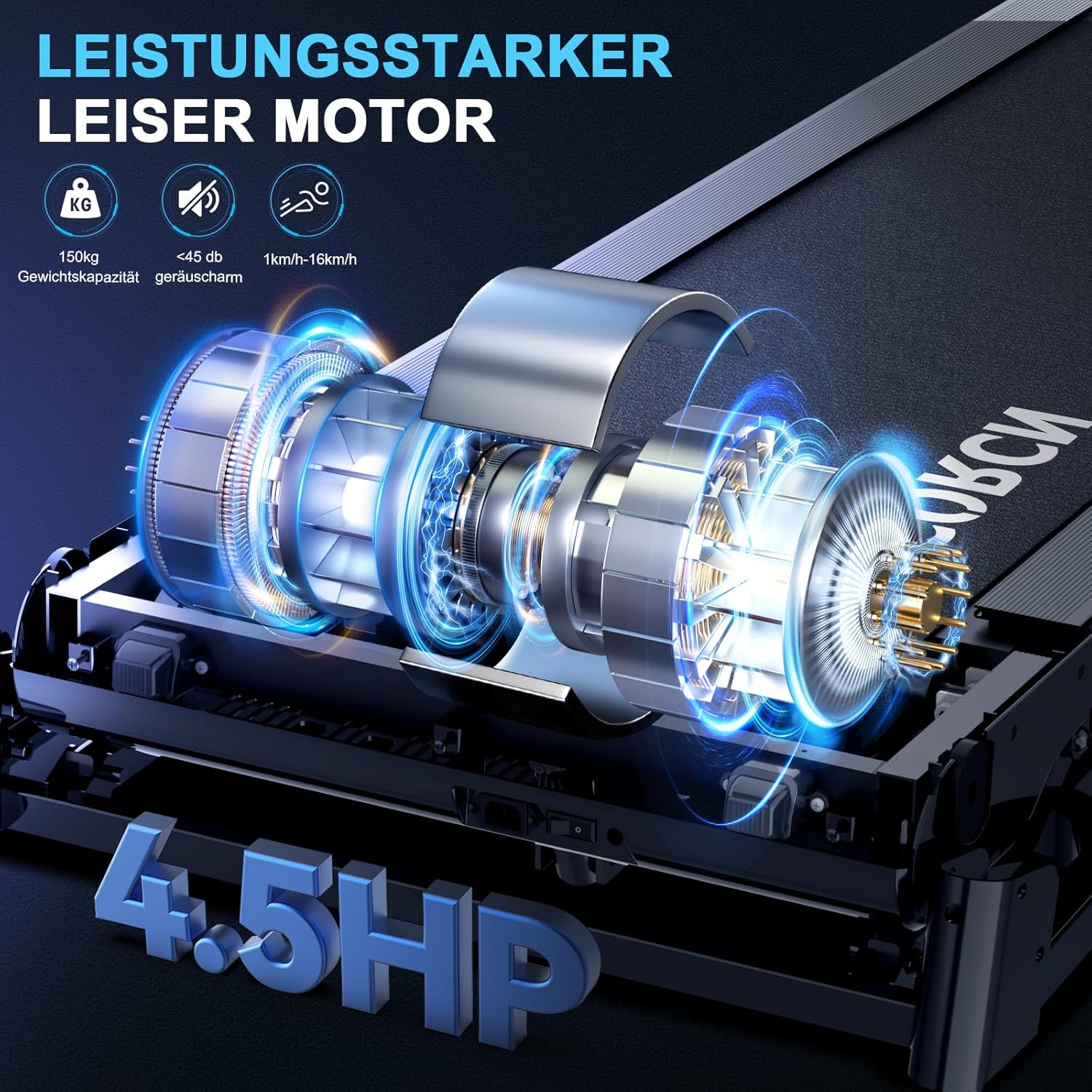 Decorcn Folding Treadmill for Home, 4.5HP, 20 Incline Levels, 1km/h-16km/h, 150KG limited, Runnig Machine for Heavy People with LED, Bluetooth Speakers, Silent Walking Pad for Home Office Gym