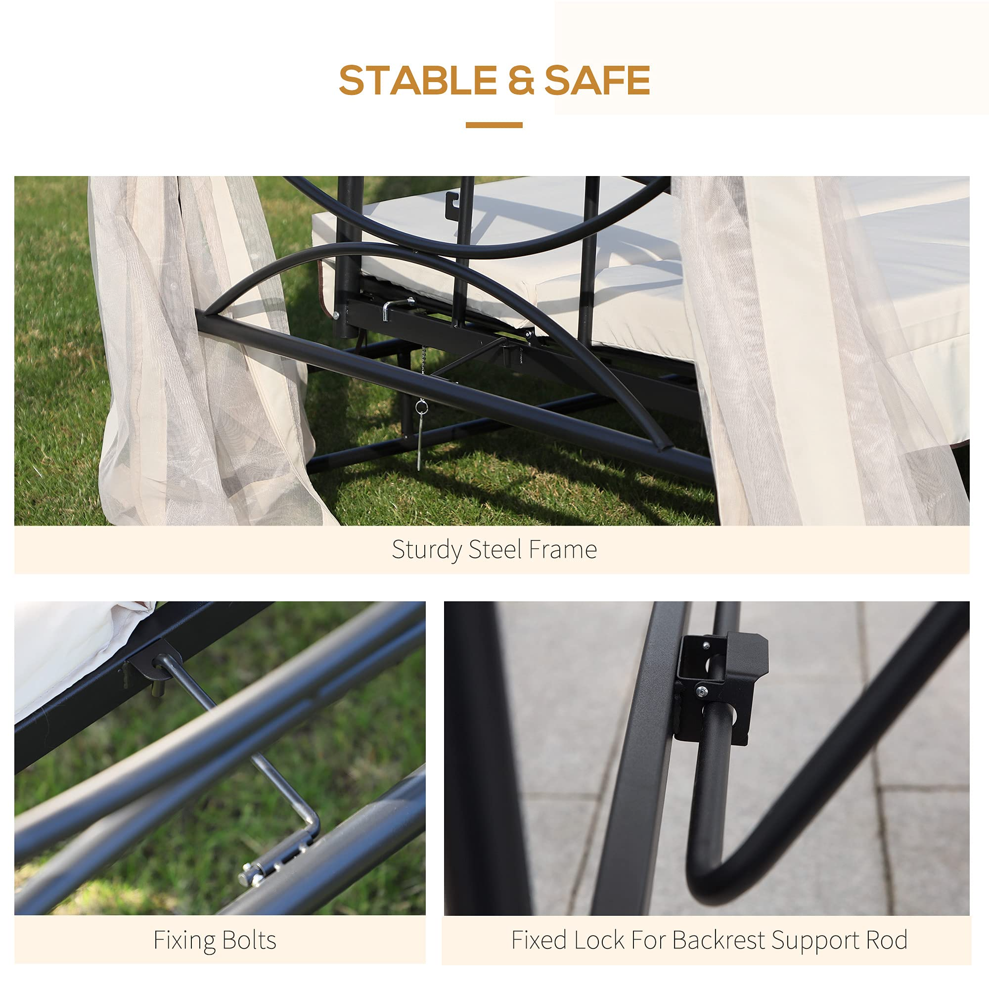 Gazebo Sofa Bed Swing Set Outdoor Terrace + Cushions