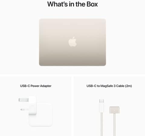 Apple 2022 MacBook Air laptop with M2 chip: 13.6-inch Liquid Retina display, 8GB RAM, backlit keyboard, 1080p FaceTime HD camera. Works with iPhone and iPad; Starlight