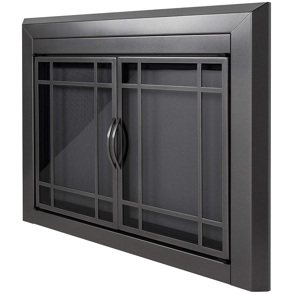 Pleasant Hearth Edinburgh Glass Firescreen Gunmetal - Large